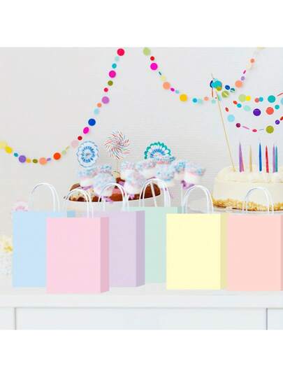 12 قطعة/24 قطعة أكياس ورقية بيضاء طبيعية من الكرافت للماكرون، حقائب نسيجية متعددة الاستخدامات من الورق الكرافت بألوان عشوائية، علب هدايا ذات تصميم إبداعي