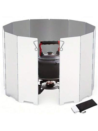 1 قطعة واقي رياح للمواقد الخارجية للتخييم، من سبيكة الألومنيوم الخفيفة قابل للطي مع حقيبة تخزين، واقي رياح محمول للمواقد الخارجية والمواقد العاملة بالبيوتان، لوازم التخييم