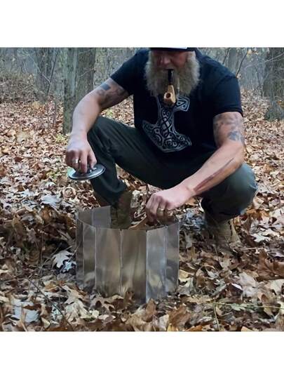 1 قطعة واقي رياح للمواقد الخارجية للتخييم، من سبيكة الألومنيوم الخفيفة قابل للطي مع حقيبة تخزين، واقي رياح محمول للمواقد الخارجية والمواقد العاملة بالبيوتان، لوازم التخييم