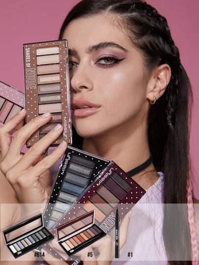 Misslyn تشكيلة ألوان متعددة للظل والكحل 3 قطع من مستلزمات مكياج MISSLYN، ظلال عاريّة، لامعة وماتّة مكثّفة اللون، متناسقة للغاية وطويلة الثبات، كحل أسود سائل دقيق طويل الأمد، قلم أساسي سائل للكحل بسهولة بدون فجوات