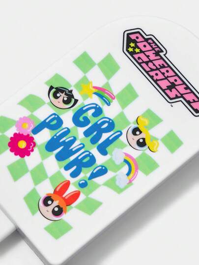 THE POWERPUFF GIRLS X SHEIN مشط وِمرآة تجميل بشكل أيس كريم، بتصميم طابع أنمي لبرسونات "البلوسوم، البَبلز، بَتركَب"، أداة تجميل محمولة، هدية مثالية لِلأطفال أو الأصدقاء