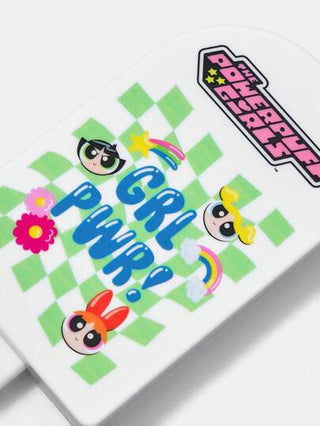 THE POWERPUFF GIRLS X SHEIN مشط وِمرآة تجميل بشكل أيس كريم، بتصميم طابع أنمي لبرسونات "البلوسوم، البَبلز، بَتركَب"، أداة تجميل محمولة، هدية مثالية لِلأطفال أو الأصدقاء