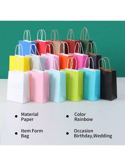12 قطعة/24 قطعة أكياس ورقية بيضاء طبيعية من الكرافت للماكرون، حقائب نسيجية متعددة الاستخدامات من الورق الكرافت بألوان عشوائية، علب هدايا ذات تصميم إبداعي