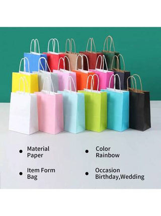 12 قطعة/24 قطعة أكياس ورقية بيضاء طبيعية من الكرافت للماكرون، حقائب نسيجية متعددة الاستخدامات من الورق الكرافت بألوان عشوائية، علب هدايا ذات تصميم إبداعي