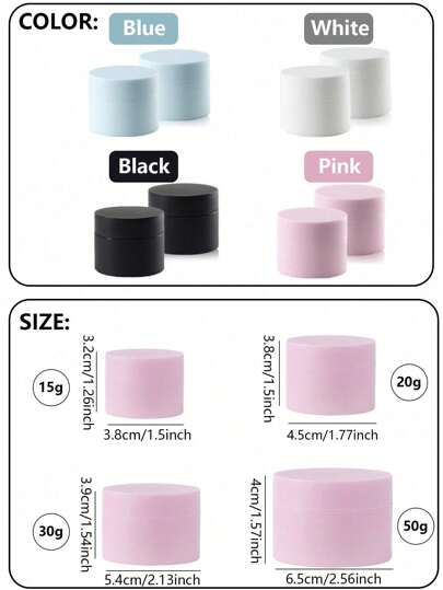 2 حبة / مجموعة وعاء مستحضرات التجميل الفارغ من 15-50 جرام ، أوعية صغيرة قابلة لإعادة التعبئة ، أواني بلاستيكية ذات غطاء دائري للكريمات ومستلزمات السفر