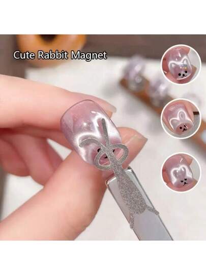 أدوات تشكيل أظافر شكل العين القطط، أنماط محبوبة لأذن الأرنب والدب مطوية مع عصي مغناطيسية للأظافر، طقم قالب العين القطط، اكسسوارات صالونات التجميل للمناكير النسائي، أدوات زخرفة الأظافر