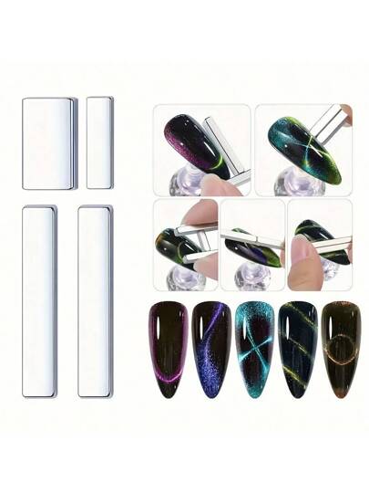 أدوات تشكيل أظافر شكل العين القطط، أنماط محبوبة لأذن الأرنب والدب مطوية مع عصي مغناطيسية للأظافر، طقم قالب العين القطط، اكسسوارات صالونات التجميل للمناكير النسائي، أدوات زخرفة الأظافر