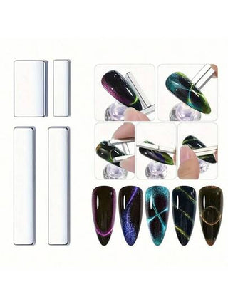 أدوات تشكيل أظافر شكل العين القطط، أنماط محبوبة لأذن الأرنب والدب مطوية مع عصي مغناطيسية للأظافر، طقم قالب العين القطط، اكسسوارات صالونات التجميل للمناكير النسائي، أدوات زخرفة الأظافر