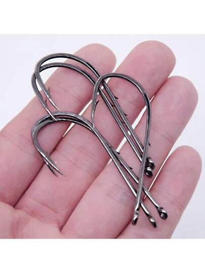 50 قطعة/الكثير من خطاطيف الصيد الذات الساق الطويلة لصيد الطعم الحي مع حافظ طعم مزدوج ، مصنوعة من فولاذ عالي الكربون مضاد للصدأ