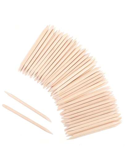 100 قطعة من أعواد خشب البرتقال لدفع البشرة المنحرفة، دافع بطرفين لبشرة الظفر، أداة متعددة الوظائف لتنظيف وإزالة من البديكير والمانيكير