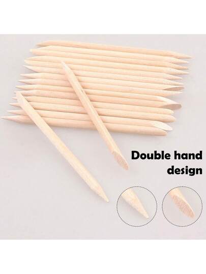 100 قطعة من أعواد خشب البرتقال لدفع البشرة المنحرفة، دافع بطرفين لبشرة الظفر، أداة متعددة الوظائف لتنظيف وإزالة من البديكير والمانيكير