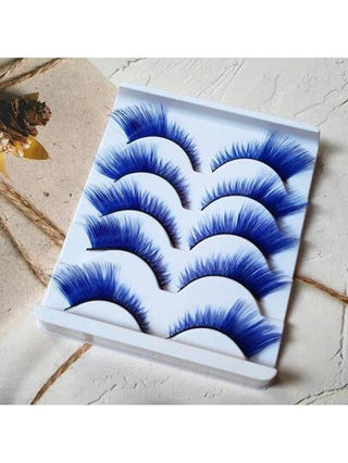 5 أزواج من رموش مستعارة ناعمة على شكل عيون القطة الزرقاء بأسلوب كرتوني تطيل العيون، مناسبة للكوسبلاي