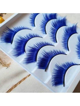 5 أزواج من رموش مستعارة ناعمة على شكل عيون القطة الزرقاء بأسلوب كرتوني تطيل العيون، مناسبة للكوسبلاي