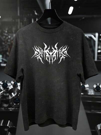 Manfinity Sport Corelite قميص رياضي كاجوال للرجال مغسول بطبعة ألوان متباينة