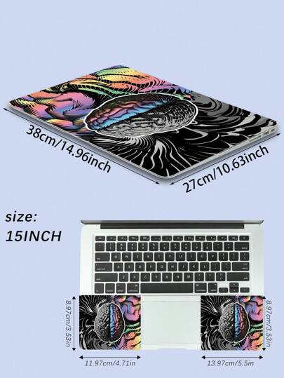 طقم غلاف حماية لجهاز الكمبيوتر المحمول بحجم 15 بوصة بطبعة الدماغ للكمبيوتر المحمول، أجهزة ماك بوك، وأجهزة HP