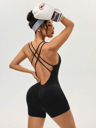 SHEIN Sport Studio طقم من السرفان الرياضي الحمالة وسروال ضيق للياقة البدنية للنساء