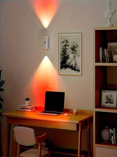 1 وحدة ليد ليلية قابلة للشحن مع مستشعر حركة، لمبة حائط الرأس RGB قابلة للتخفيف، للإضاءة الداخلية في المداخل وجوانب السرير والمكاتب والخزائن (1200مللي أمبير)