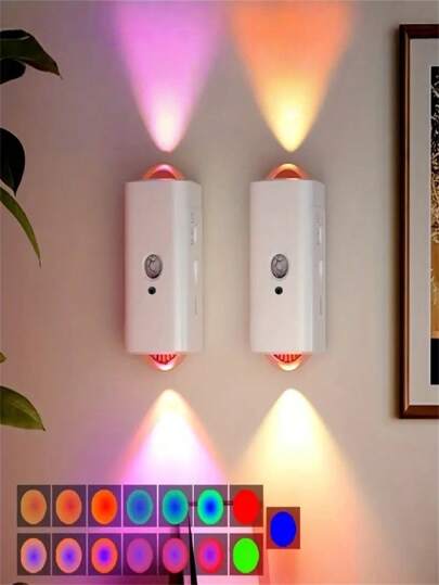 1 وحدة ليد ليلية قابلة للشحن مع مستشعر حركة، لمبة حائط الرأس RGB قابلة للتخفيف، للإضاءة الداخلية في المداخل وجوانب السرير والمكاتب والخزائن (1200مللي أمبير)