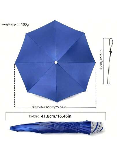 قبعة مظلة قطعة واحدة، مناسبة للتخييم والصيد، بتصميم شريطة مطاطية للرأس، بدون استخدام اليدين، سهلة الحمل، خفيفة الوزن