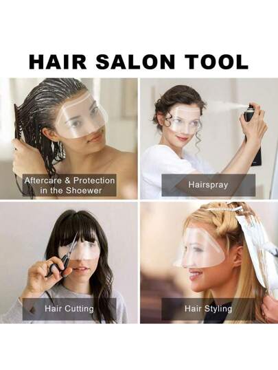 50/100 قطعة تصفيحة وجه وعين قابلة للتخلص منها بمايكروبليدنج مكياج دائم دشّ غطاء وجه للرذاذ المستخدم بصالونات الحلاقة والرموش الصناعية، تصفيحة وجه شفافة لحماية العينين أثناء مايكروبليدنج ودشّ وبرش الشعر