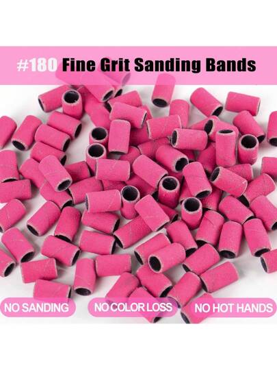 طقم أشرطة تجليخ للمثقاب الكهربائي للأظافر ذو تدرجات 80#, 150#, 240# بعدد 150 قطعة بألوان، أشرطة تجليخ ناعمة وخشنة، طقم قطع مثقاب للأظافر 2 قطعة مقاس 3/32 بوصة مع علبة تخزين محمولة