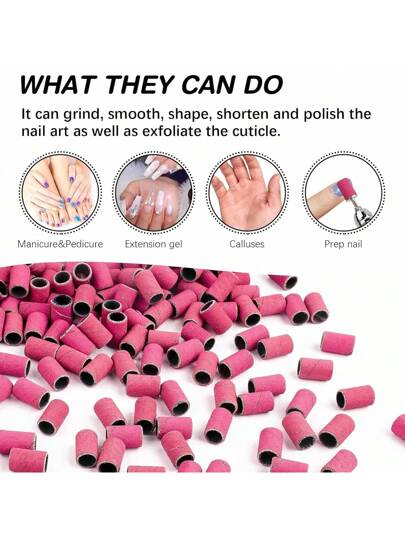 طقم أشرطة تجليخ للمثقاب الكهربائي للأظافر ذو تدرجات 80#, 150#, 240# بعدد 150 قطعة بألوان، أشرطة تجليخ ناعمة وخشنة، طقم قطع مثقاب للأظافر 2 قطعة مقاس 3/32 بوصة مع علبة تخزين محمولة