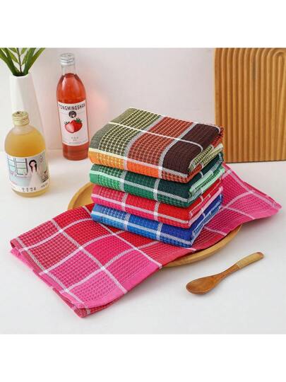 4 قطع من المناشف المطبخية الكبيرة، مناشف مطبخ قطنية فائقة الامتصاص، مناديل ملونة للطاولات الشاي/البار، تستخدم لتنظيف وتجفيف أدوات المائدة والأغراض المنزلية