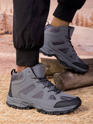 أحذية رياضية للرجال والنساء، أحذية خارجية للزوجين مقاومة للانزلاق بسُمك الوحدة السوداء قابلة للتنفس بنوافذ، أحذية تrekking مقاومة للماء وماصة للصدمات 2024 موديل جديد للخريف/الشتاء المهنية