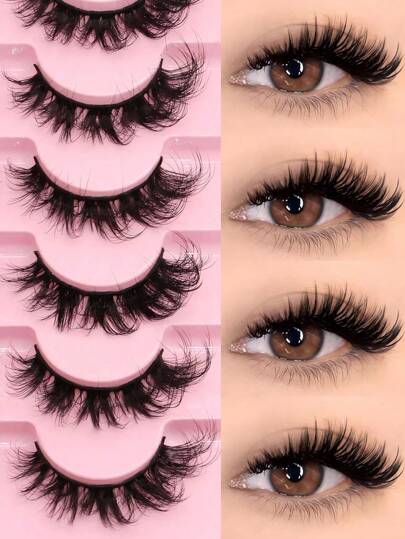 7 أزواج من رموش عين القطة الاصطناعية، رموش منك مزيفة ذات مظهر طبيعي وكثيفة وممتلئة، إطالة للرموش الاصطناعية الكاملة والطبيعية، ضروريات السفر وأدوات مكياج