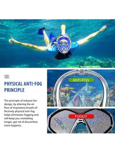 1 قطعة قناع سنوركل من السيليكون للشباب والبالغين، قناع سنوركل جاف كامل، معدات غطس وسباحة