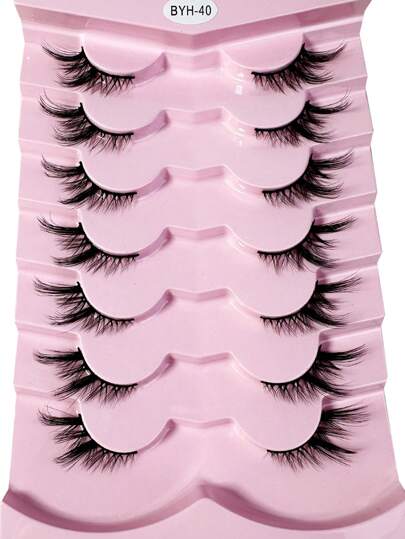 7 أزواج من رموش نصف جناح، طول الرموش من 4 إلى 16 ملم، مناسب للاستخدام اليومي، الحفلات، المواعيد، العطلات