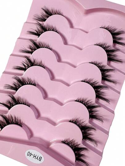 7 أزواج من رموش نصف جناح، طول الرموش من 4 إلى 16 ملم، مناسب للاستخدام اليومي، الحفلات، المواعيد، العطلات