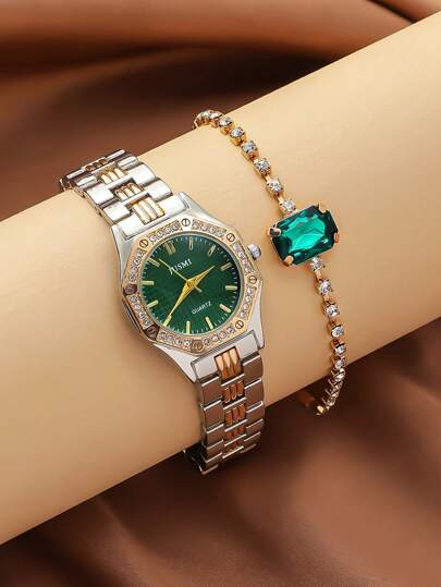 مجموعة 6 قطع ساعات جيب بمقياس مميز للمراهقين ذات نمط معقد مع سوار من الصلب ، ساعات كوارتز + بدلة من المجوهرات ، مناسبة كهدية عيد ميلاد ، للارتداء اليومي وغيرها