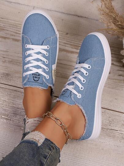 أحذية كاجوال مسطحة من القماش للنساء، أحذية رياضية رقيقة سهلة الارتداء، مناسبة للربيع والصيف، أزياء الطلاب