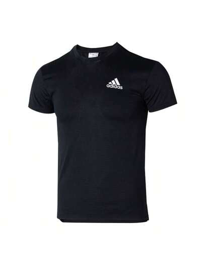 Adidas تي شيرت رجالي جديد من أديداس للتدريب الصيفي والجري واللياقة البدنية والترفيه مريح وجيد التهوية برقبة دائرية وأكمام قصيرة HT9052