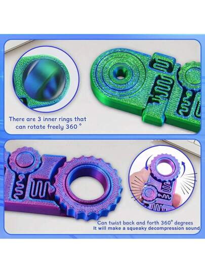 لعبة 5-في-1 مطبوعة ثلاثية الأبعاد - أصابع خفيفة وألعاب للتوتر والقلق، ألعاب مكتبية لتخفيف الضغط، ألعاب حسية للأطفال ADHD، هدايا عيد الميلاد والهالوين والتخرج