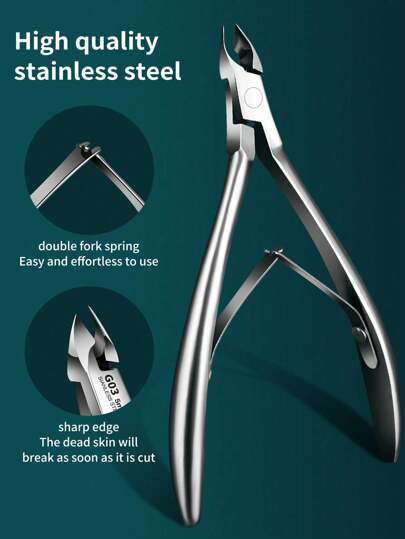 منقاة جلد مقص من الفولاذ المقاوم للصدأ، ملقط مدفع الجلد الجاف موصى به من قبل خبراء المناكير