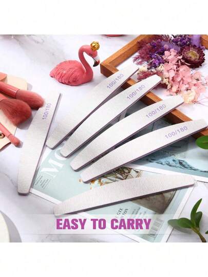 100/180 درجة ملفات وأقراص تلميع الأظافر، مزدوجة الوجه مهنية من لوح إيمري، أداة مانيكير للأظافر الاكريليك