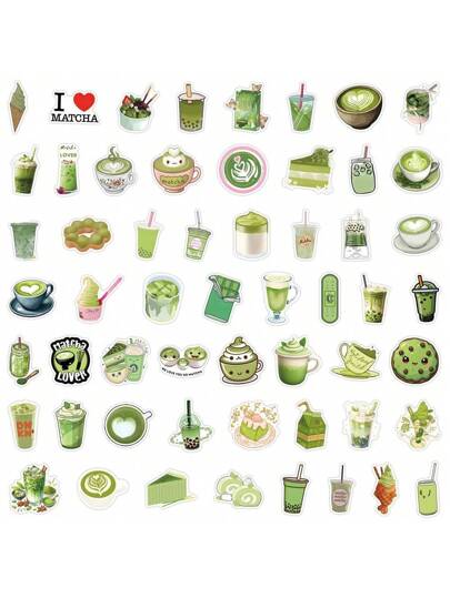 55 قطعة ملصقات خضراء للماتشا ، ملصقات جمالية ، ملصقات تصميم حلوى كيوت ، ملصقات فينيل مقاومة للماء ، حزمة ملصقات جمالية لأجهزة الكمبيوتر المحمول ، ملصقات لوح التزلج ، ملصقات زجاجة مياه ، ملصقات دفاتر