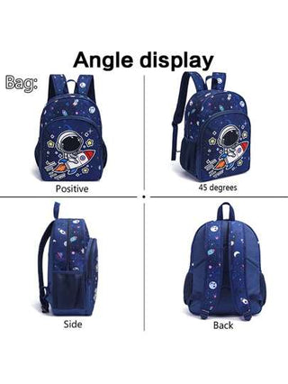 3 قطعة حقيبة ظهر للأولاد بمقاس 16 بوصة خفيفة الوزن وجميلة بتصميم رائد الفضاء مع صندوق غداء وحافظة قرطاسية للمدارس الابتدائية والثانوية