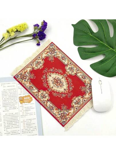 وسادة فأرة مع هامش بتصميم السجاد، وسادة فأرة ذات قاعدة مطاطية، وسند معصم للمكتب، يمكن استخدامها كوسادة أو حصيرة