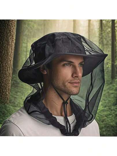 قطعة واحدة قبعة للتخييم والرحلات الخارجية مُضادة للبعوض والحشرات مع شبكة للصيد وصيد الليل