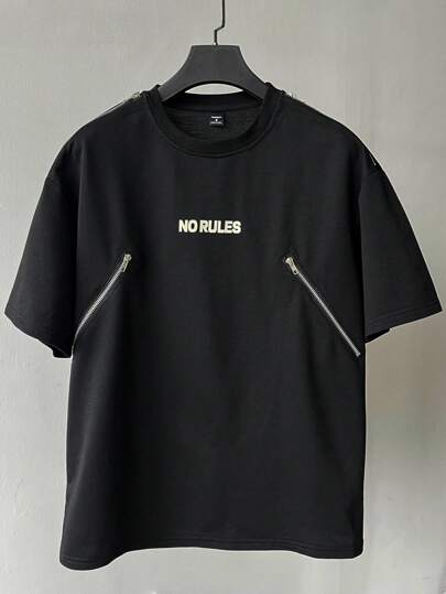 Manfinity Hypemode قميص تي شيرت رجالي كاجوال بطباعة حرفية وياقة مستديرة وأكمام قصيرة، تي شيرت صيفي مقاس كبير للرجال ملابس الشارع، تي شيرت رجالي مطبوع، تي شيرت رجالي مقاس كبير