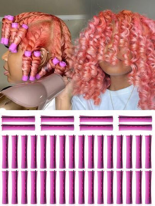 طقم ماكينة تجعيد مؤلف من 20 قطعة - لعمل موجات وتجعيدات طبيعية باستخدام 4 أحجام من أدوات التجعيد - مثالي لتصفيف الشعر الطويل والمتوسط والقصير بنفسك (أرجواني) . أدوات شعر وإكسسوارات وأساسيات التصفيف ، مثالية للصالونات والجمال والسفر.