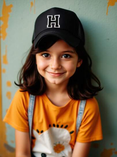 1 قطعة قبعة بِسيطة للأطفال بطبعة الأحرف الأبجدية من A إلى Z، قبعة شبكية لرياضة البيسبول، قابلة للتعديل، لكلا الجنسين، قبعة هيب هوب