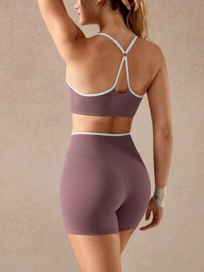 NcmRyu طقم صيفي/ ربيعي للسيدات من قطعتين بتصميم تدريب لياقة بدنية في المناسبات الخارجية ذو لون أحادي أنيق وجذاب