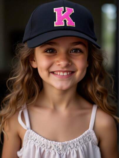 1 قطعة قبعة بيسبول طبعة الأحرف A-Z للأطفال مُسليّة، قابلة للتهوية، مناسبة للسائقين، تصلح للاستخدام الخارجي للأطفال من 3-12 عام