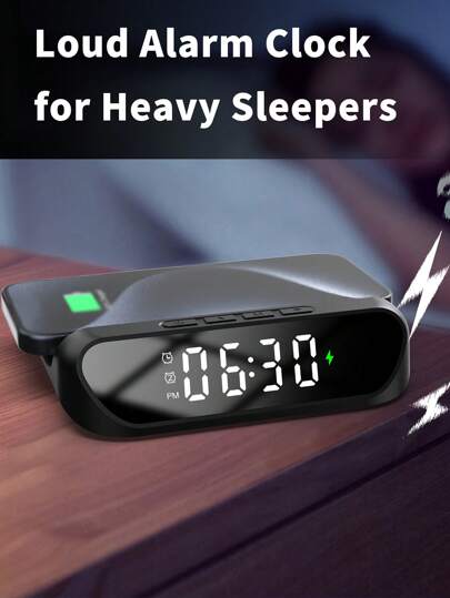 شاحن لاسلكي متكامل مع ساعة 15 واط - مناسب لشحن الهواتف المتوافقة مع Qi والشواحن اللاسلكية لأجهزة أبل 8/X/11/12/13/14/15