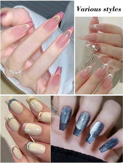 طقم مغناطيس حجر العين القطط القوي 8 قطع لفن الأظافر، مغناطيس متعدد الوظائف، لاصق طلاء أظافر بتقنية حجر العين القطط، أداة لتصميم فن الأظافر