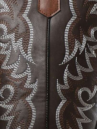 بوت جلدية رجالية طراز بريطاني قديم، مطرزة ومركبة، ذات تصميم حديث للخريف/الشتاء، برقبة متوسطة الطول وكعب سميك مدبب